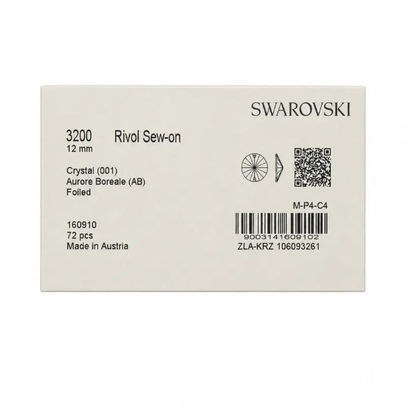 Пришивные стразы Swarovski Rivoli Crystal AB 12mm