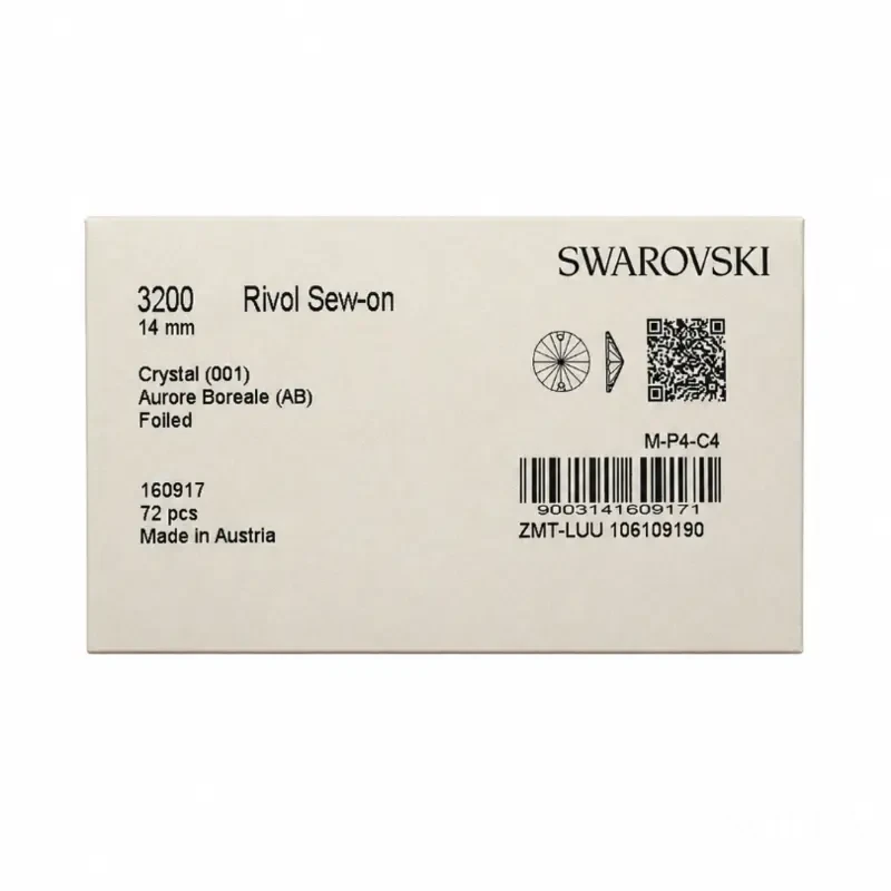 Пришивные стразы Swarovski Rivoli Crystal AB 14mm