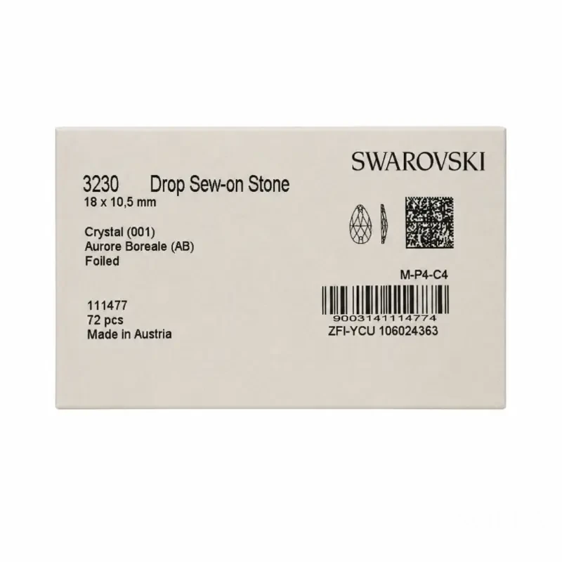 Пришивные стразы Swarovski Drop Crystal AB 18*10,5mm