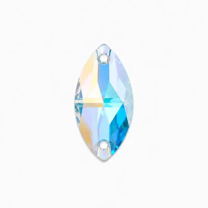 Пришивные стразы Navette Crystal AB 18*9мм
